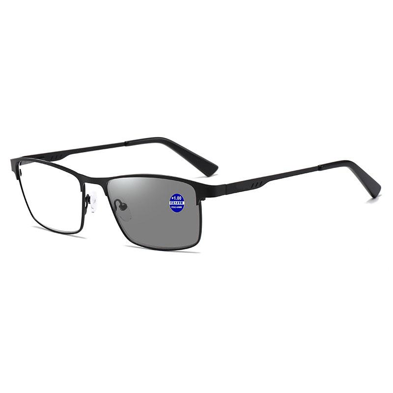 Classic Men's Business Square Metal Frame Reading Glasses Stylish Neutral Anti Blue Light Prescription Glasses