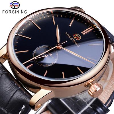 Minimalistische Herren-mechanische Uhr, schmales Zifferblatt, automatische Freizeituhr, männliche Armbanduhr, Relogio