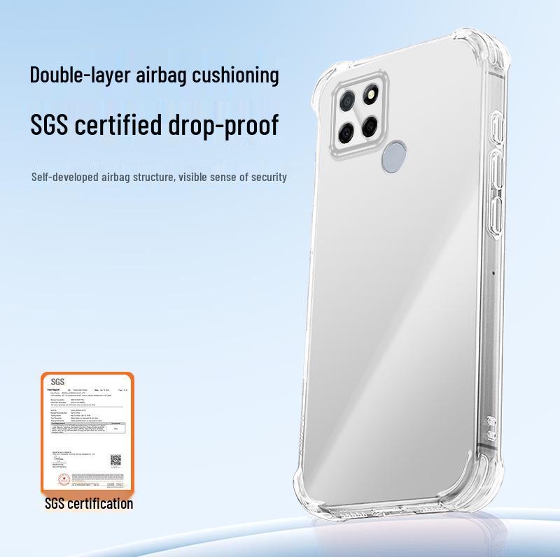 Realme V3 Anti-Drop Transparent Phone Case with Airbag Corners - Full Coverage TPU Protective Cover