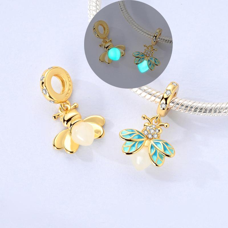 Rose Gold Yellow Charms Copper Sunflower Leopard Firefly Beads Fit Original Bracelet Luminous Charmdiy Jewelry Gift