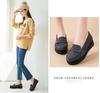 Genuine Leather Women's Sneakers - Spring/Autumn Style, Thick-Soled Wedge Platform, Large-Size Korean Mom Shoes