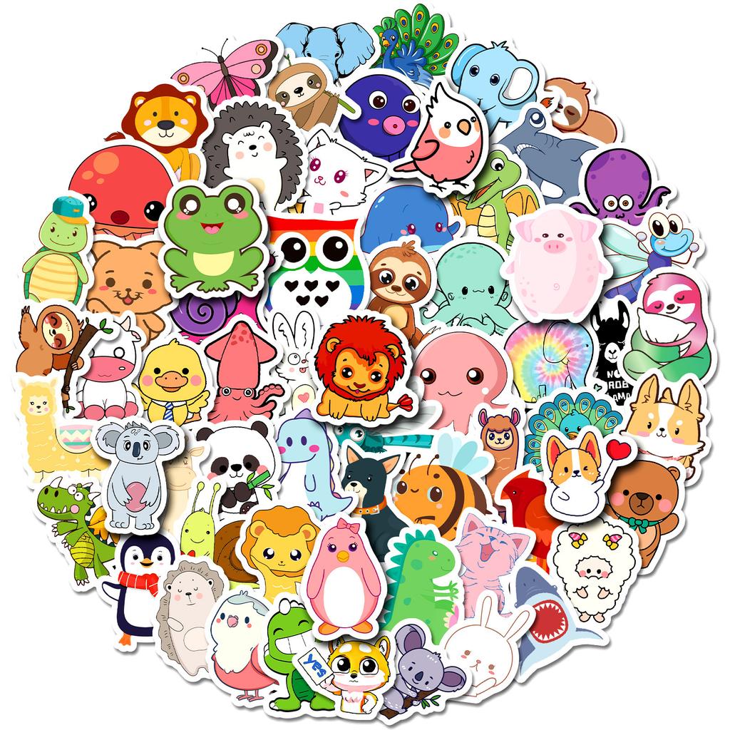 100 Small Size 4Cm Alpaca Small Animal Stickers Forest Small Animal Collection Mix And Match Children'S Object Stickers