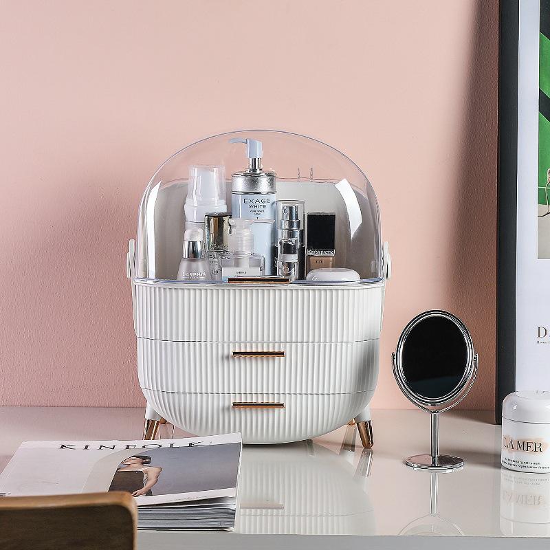 Custom Light Luxury Cosmetic Storage Box: Large Capacity Handheld Lipstick and Mask Organizer.