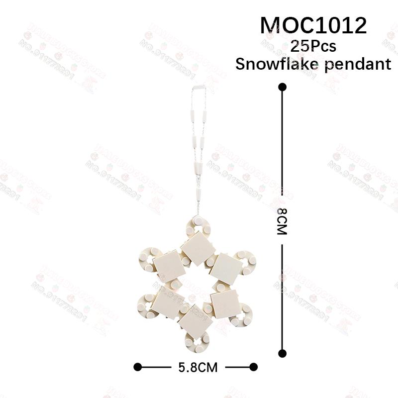 Christmas Pendant MOC Building Blocks Creative Wreath Snowflake Penguin Santa Claus Decorations Model DIY Assembly Toys For Kids