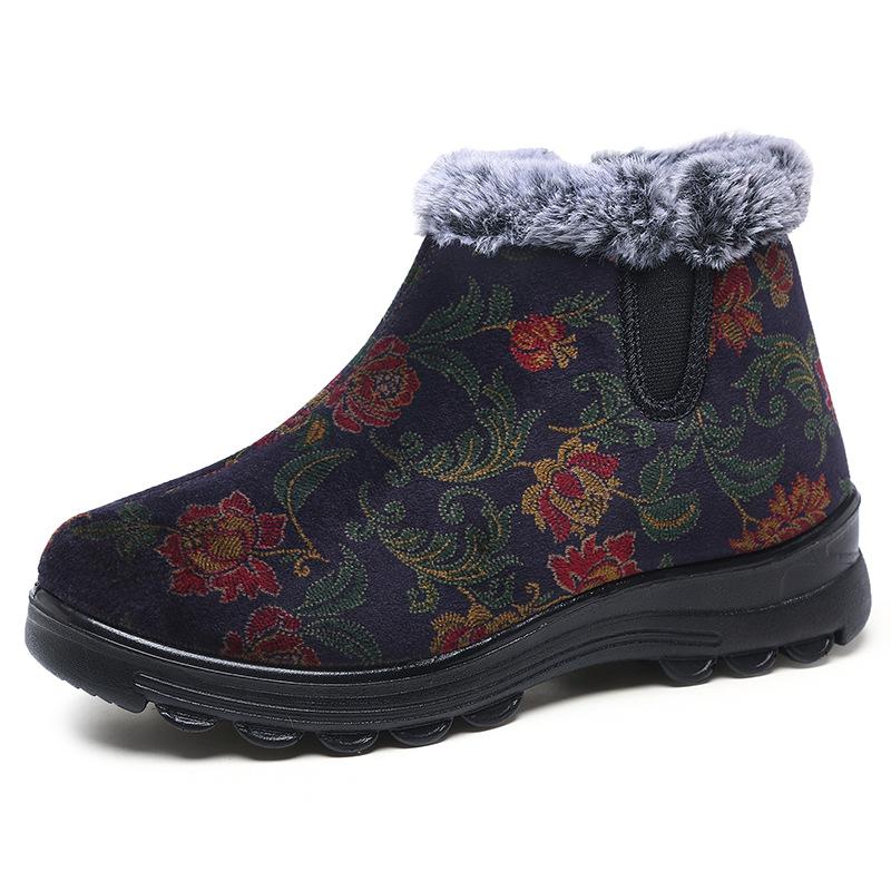 Cotton Shoes Women's 2025 Winter New Velvet Warm Women's Cotton Shoes One Pedal Middle-aged and Elderly Snow Boots Elderly Cotton Boots