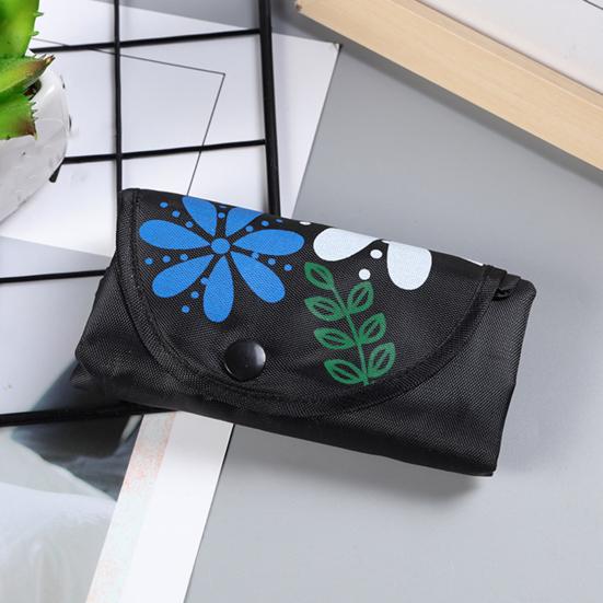 Folding Grocery Bag Reusable Large Capacity Shopping Bag Machine Washable Multi-purpose Flower Print Handbag Tote with Snap Button