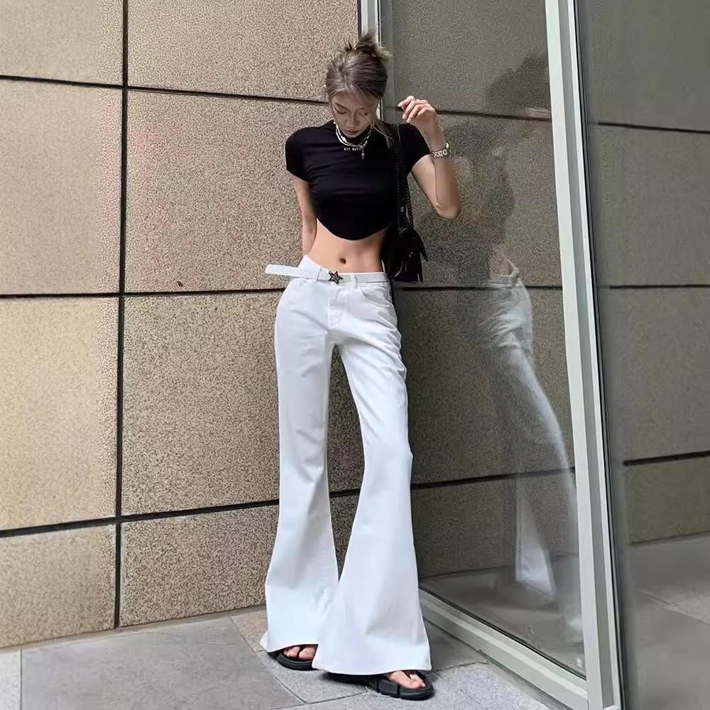 

High-Waisted White Flared Jeans for Women - 2024 Autumn Slim Fit, Loose Wide-Leg Style. 2XL білий