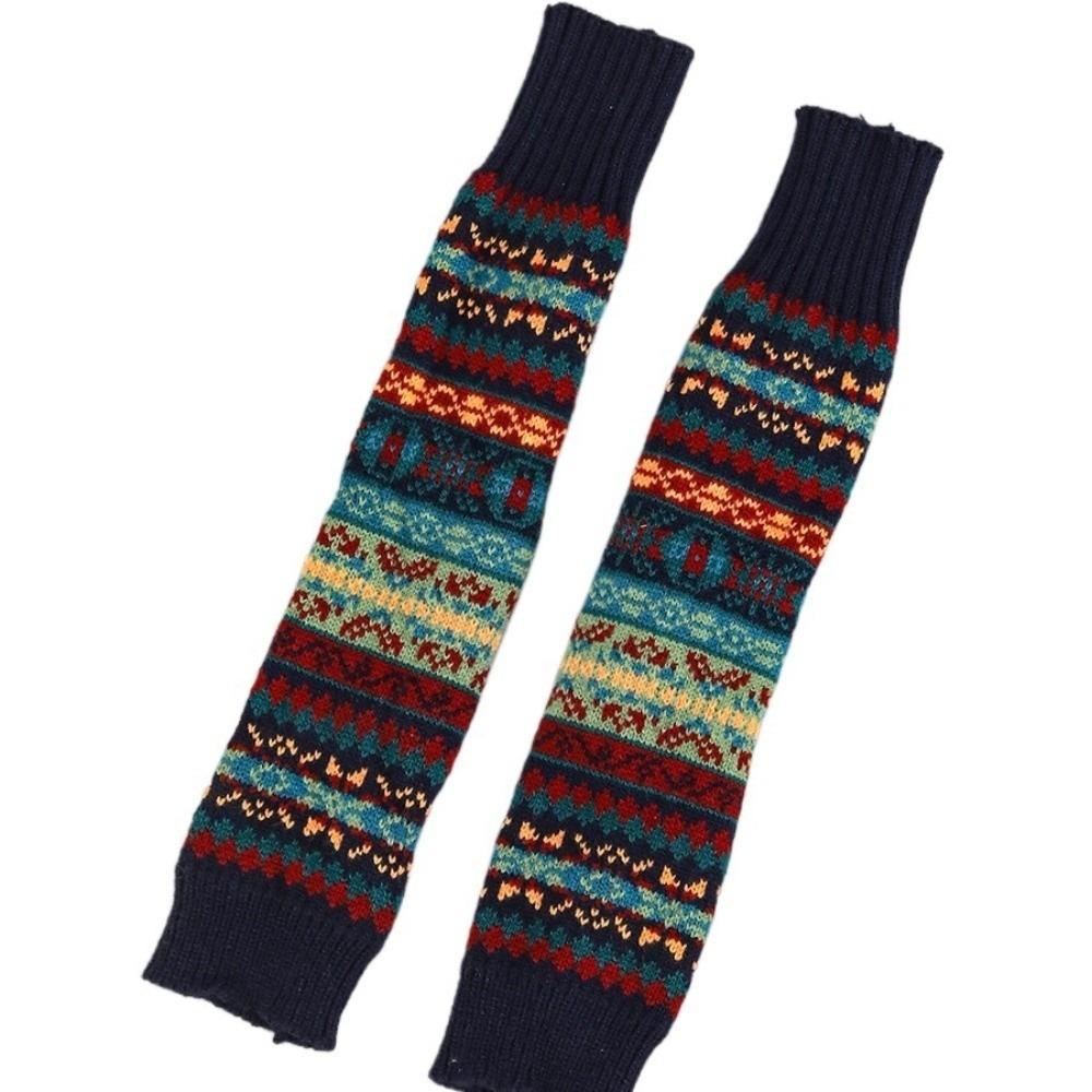 Bohemian Style Knitted Fingerless Sleeves Thickened Warmer Long Cuff Y2K Star Arm Cover  Winter