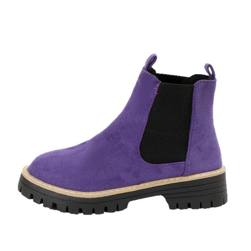 Autumn and winter new Martin boots large size thick-soled suede medium tube round head thick heel Martin boots