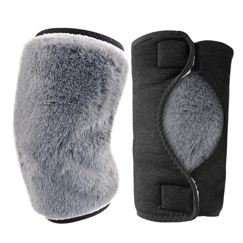 Unisex Double-Layer Lambswool Knee Pads - Thickened, Velvet, Velcro Fastened, Warm Insulation for Autumn/Winter