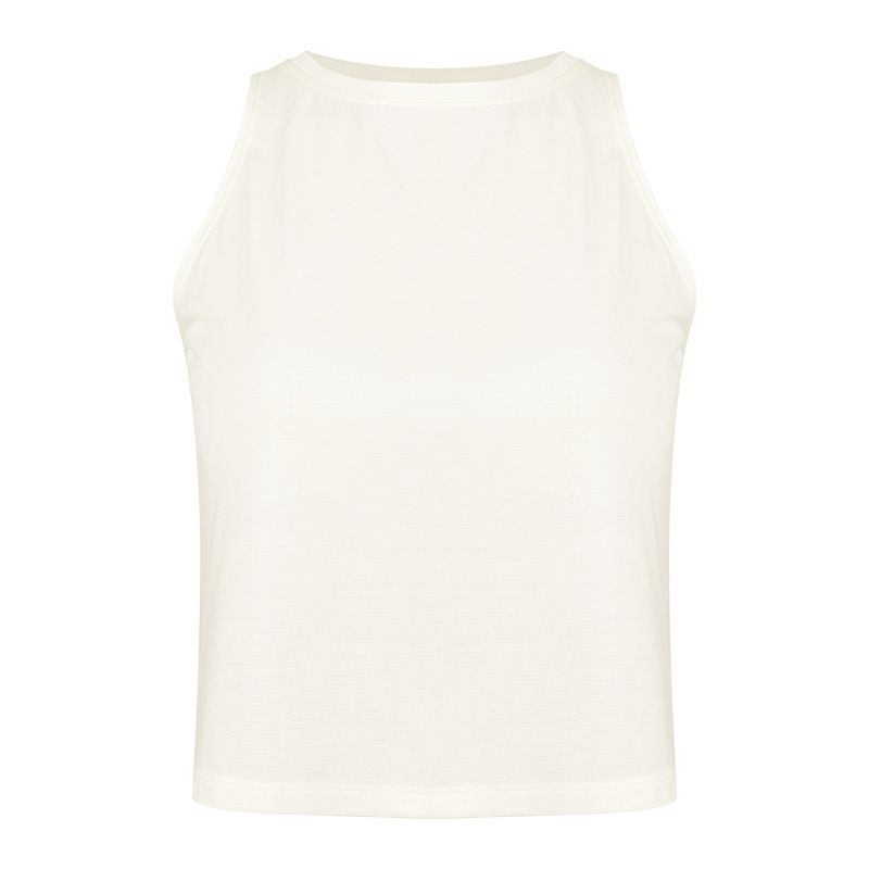 

Summer 2025 New Yoga Women Tencel Sleeveless Lightweight Sports Tops Moisture Absorption Quick-Drying Loose Fitness T-shirt Blouse Sugar Cream M