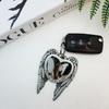 6 Set Sublimation Angel Wing Ornament Blanks Metal Love Heart Pendant Personalized Car Hanging Ornaments with Blank Photo for Home Window DIY Picture