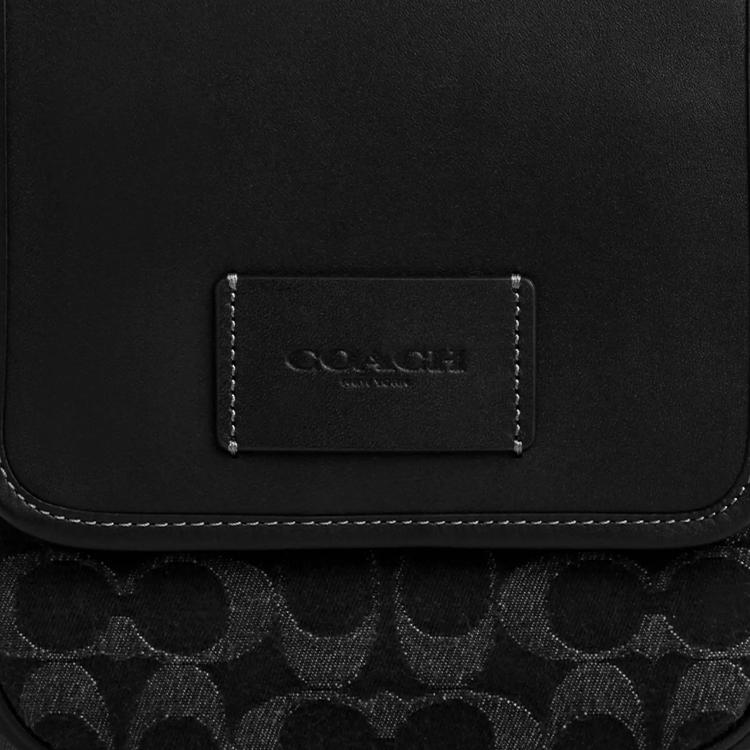 Coach Lucas 16 Removable Shoulder Strap Denim And Calfskin Mini Crossbody Bag Men crossbody bag Silver Black CAJ32-SVBK