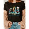 CNA Krankenpflegerin Print Rundhals T-Shirt, Kurzarm Lässiges Oberteil für Sommer & Frühling, Damenbekleidung