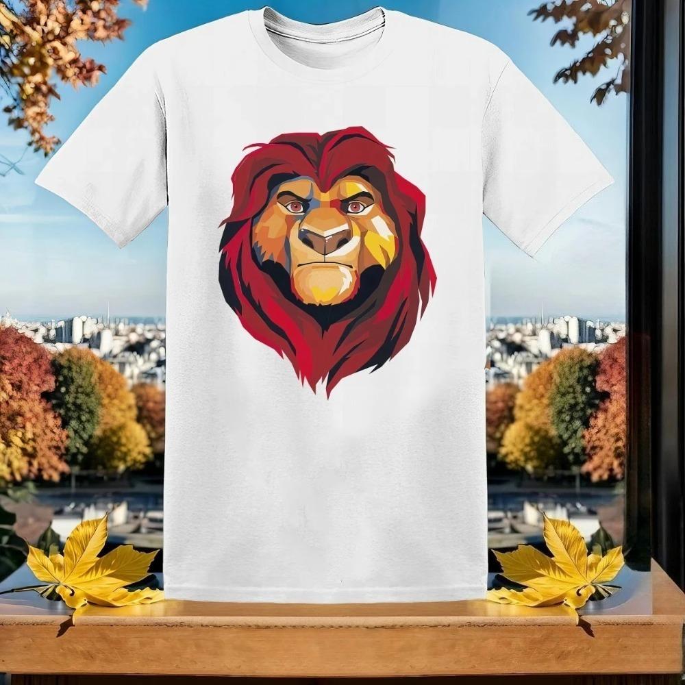 

Lion King Scar Pattern T-shirt Men s Women Tops Tees Casual Couple Unisex Summer Streetwear Oversized Short Sleeve XXXXXL білий