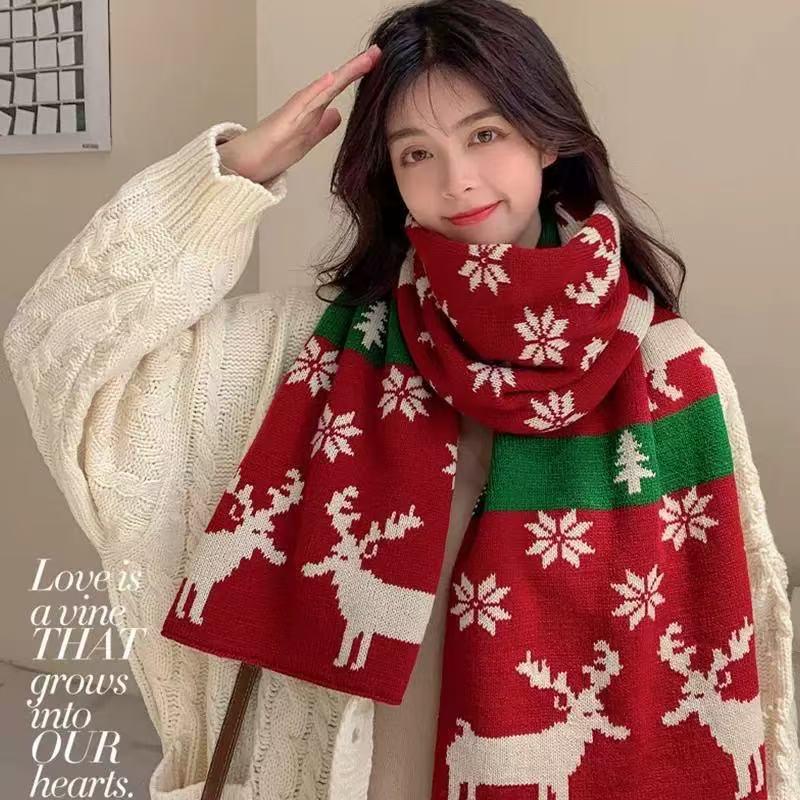 Korean Style Thickened Woolen Elk Scarf - Women's Versatile Winter Snood