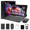Portable Android 15 Tablet, 10.1 Inch, 24GB RAM+32GB ROM, 6000mAh Battery, Keyboard Mouse Stylus Set