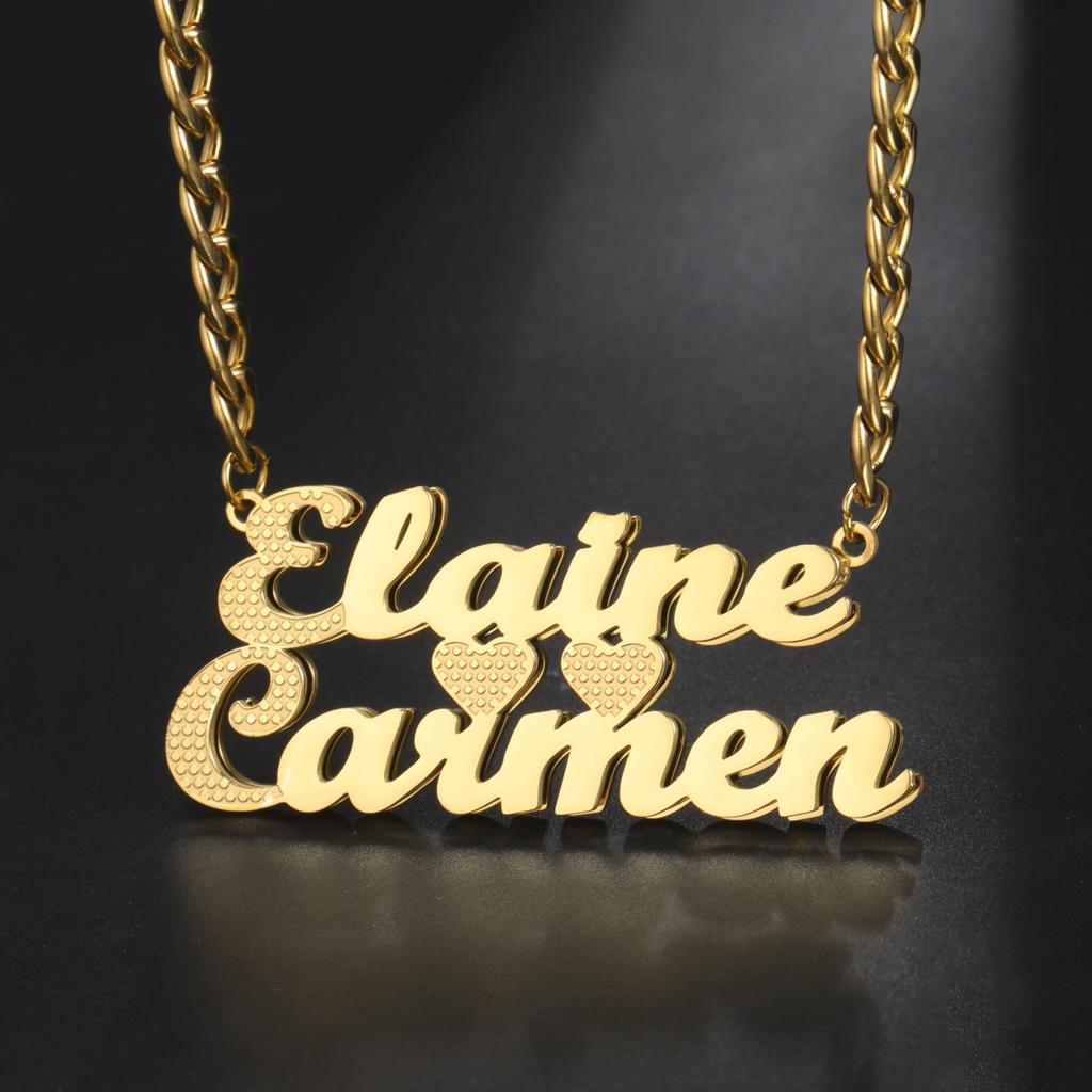 Lemegeton Custom Name Necklace Corrosion Textured Pattern Pendant Women Men Stainless steel Jewelry Personalized Party Gifts