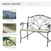 Panca da Giardino a 2 Posti Stile Neo-Retro Ferro Battuto Linee Coniche Metallo Nero Oro Effetto Invecchiato