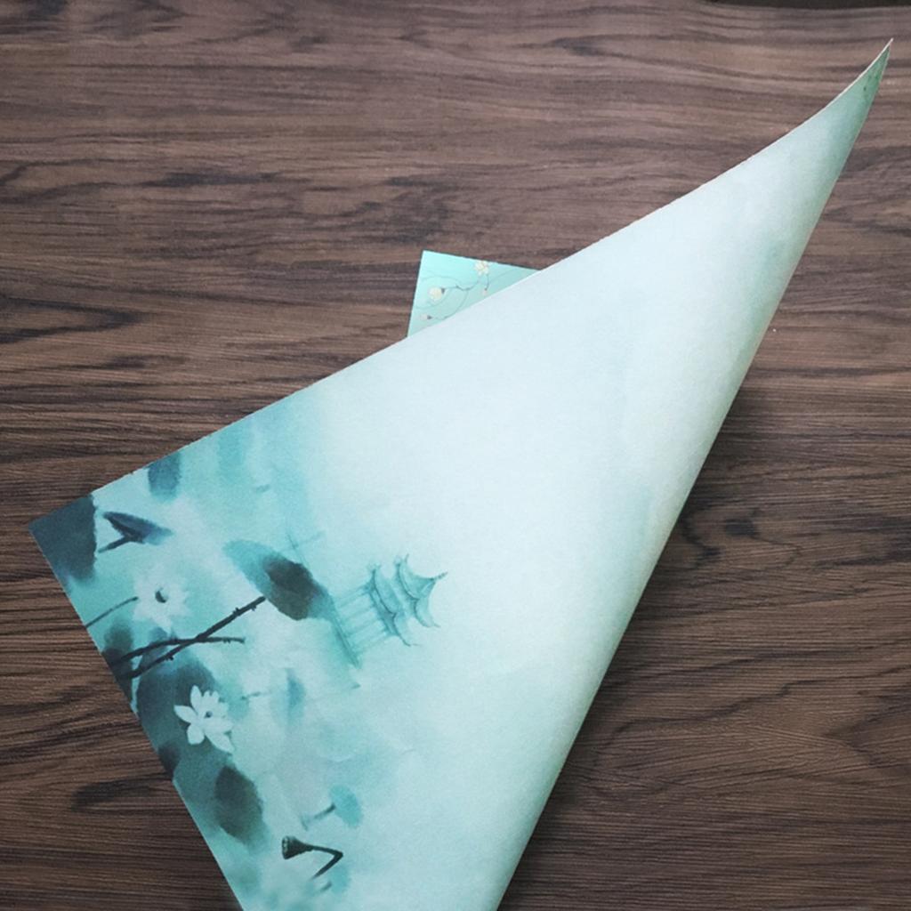 Conjunto de papel de carta e envelopes de estilo chinês, papel de carta com dois lados, papel de carta colorido para meninas estudantes