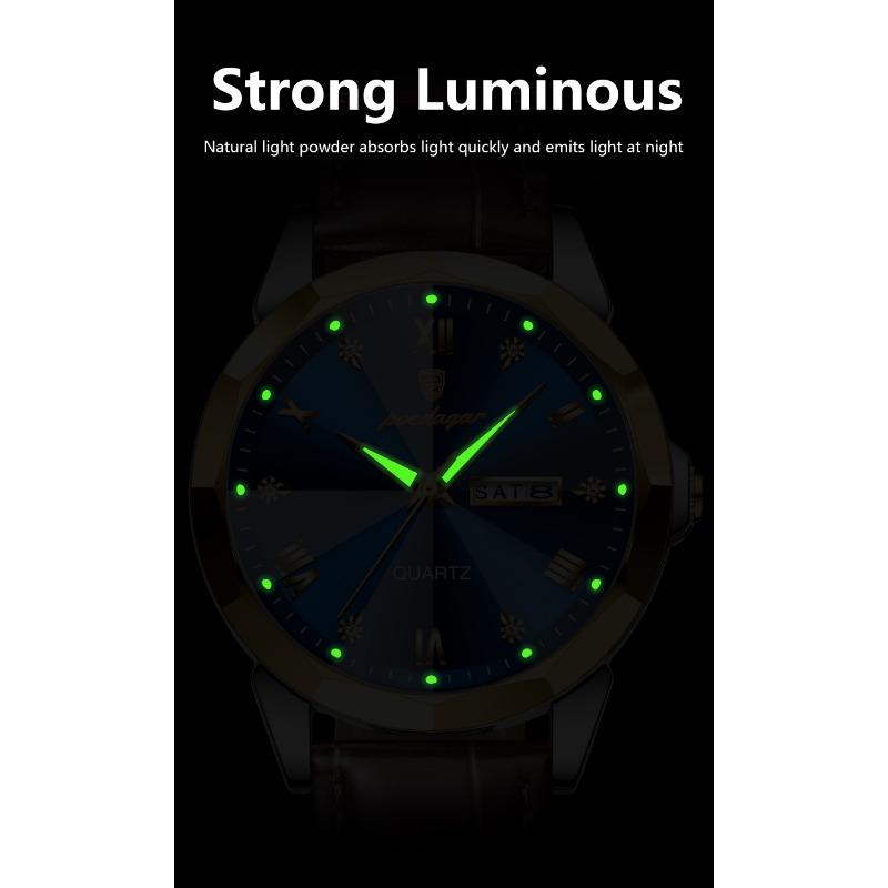 POEDAGAR Luxury Man Wristwatch High Quality Quartz Sports Business Men Watch Waterproof Luminous Date Week Leather Watches