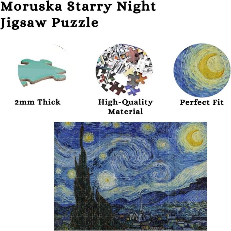 Starry Night Puzzle 1000 Pieces Van Gogh Mini Puzzle Canvas Wall Art Puzzles For Adults Office  Artwork For Living Room Bedroom