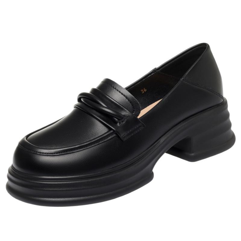 Thick-soled Loafers for Women, New Small Leather Shoes, Commuting To Work, Soft-soled Work Shoes, Spring and Autumn Single Shoes.