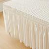 French Style Seersucker Table Cloth with Skirt Stretch Rectangular Anti-Dust Dining Table Cover Removable Washable Home Decor