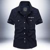 2024 Men's Washed Cotton Short Sleeve Military Shirt, Loose Fit Plus Size Outdoor Workwear