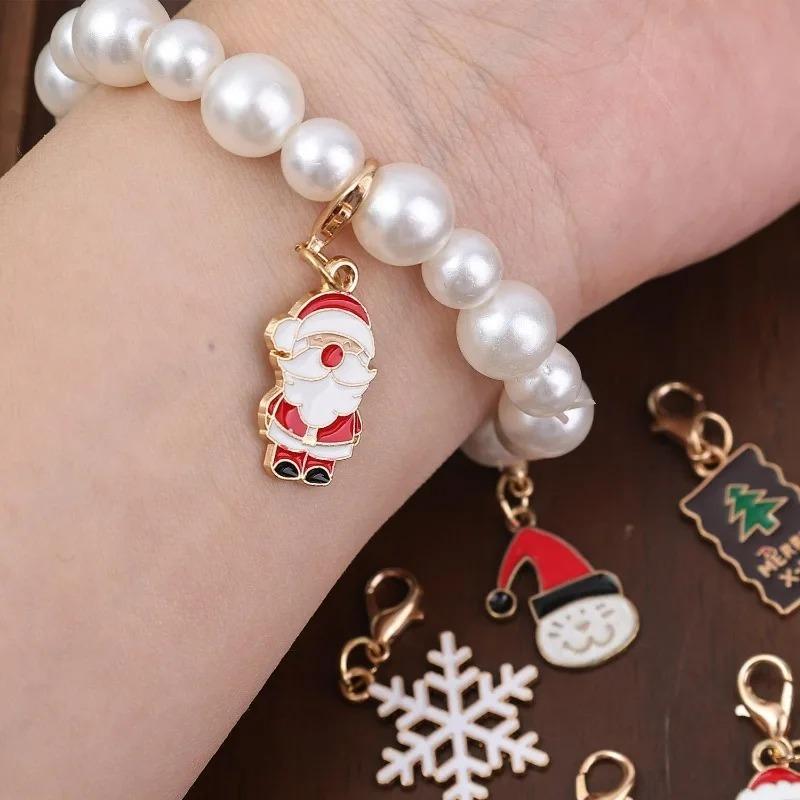 Christmas Keychains Pendants Mixed DIY Jewelry Making Set Women Kids Handmade Earrings Necklaces Bracelets Craft Party Supplies