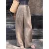 Women's High-Waisted Cotton Linen Wide-Leg Pants - Brown, Summer 2025 Fashion