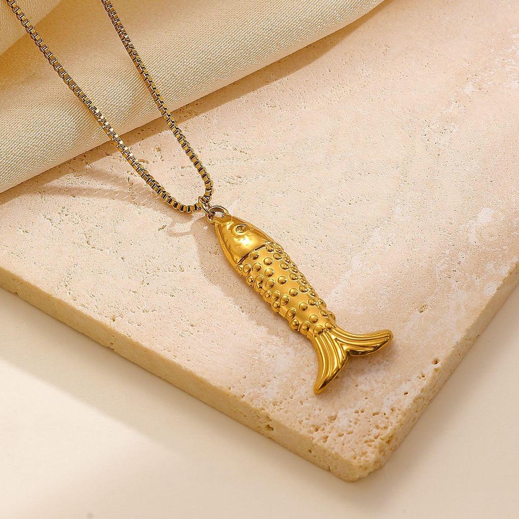 Mode Personnalisée Exquise Simplicité Acier Inoxydable Pendentif Poisson Collier Chaîne Clavicule