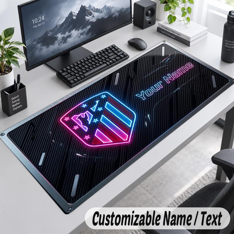 Custom Name Text Mouse Pad Atletico Madrid FC Personalized Desk Pad For Work And Gaming