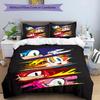 Set cuvertură de pilota 3 buc (1 * Husă de pilota + 2 * Față de pernă, Fără Miez), Set de așternut cu Imprimeu Sonic, Decor Dormitor, Pentru Toate Sezoanele, Cadou de Ziua de Naștere