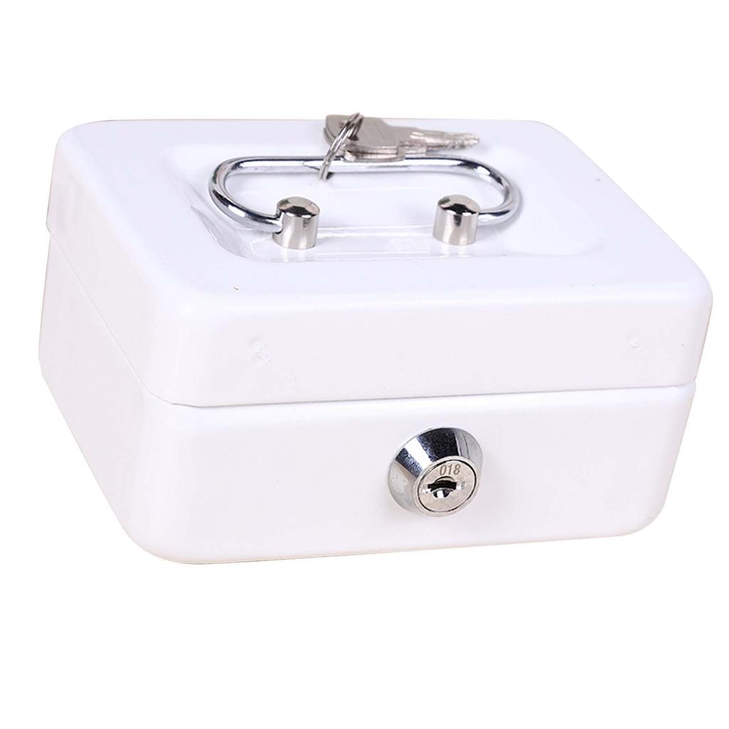 Cash Box with Money Tray Metal Storage Safe Lock Box Mini Locking Cash Box Money Saving Organizer