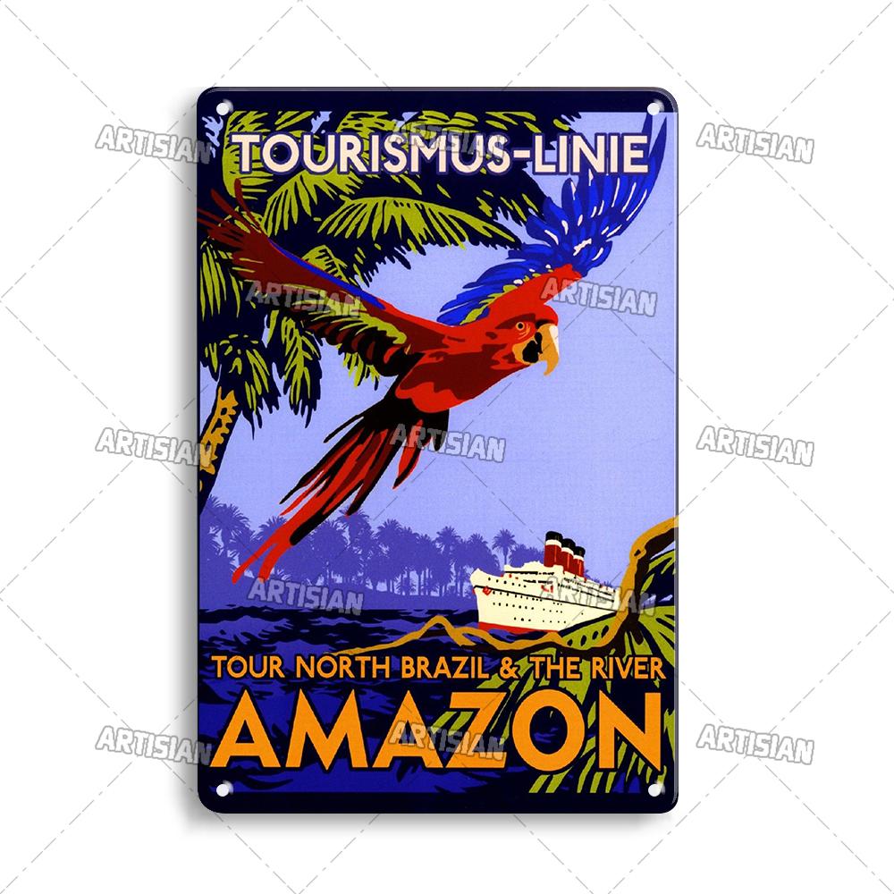 Nostalgic Brazil Metal Poster Vintage Travel Metal Tin Sign Decorative Plate Home Bar Studio Wall Decor Metal Plaque