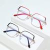 Trendy new glasses frame two-color flat glasses for women, metal anti-blue light, glasses frame can be equipped with myopia glasses