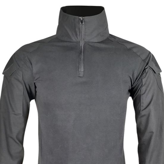 Men Tactical Shirt Long Sleeve Military Combat Shirt Quarter Zipper Stand-Up Collar Shirt for Outdoor Paintball Airsoft Cycling Hiking