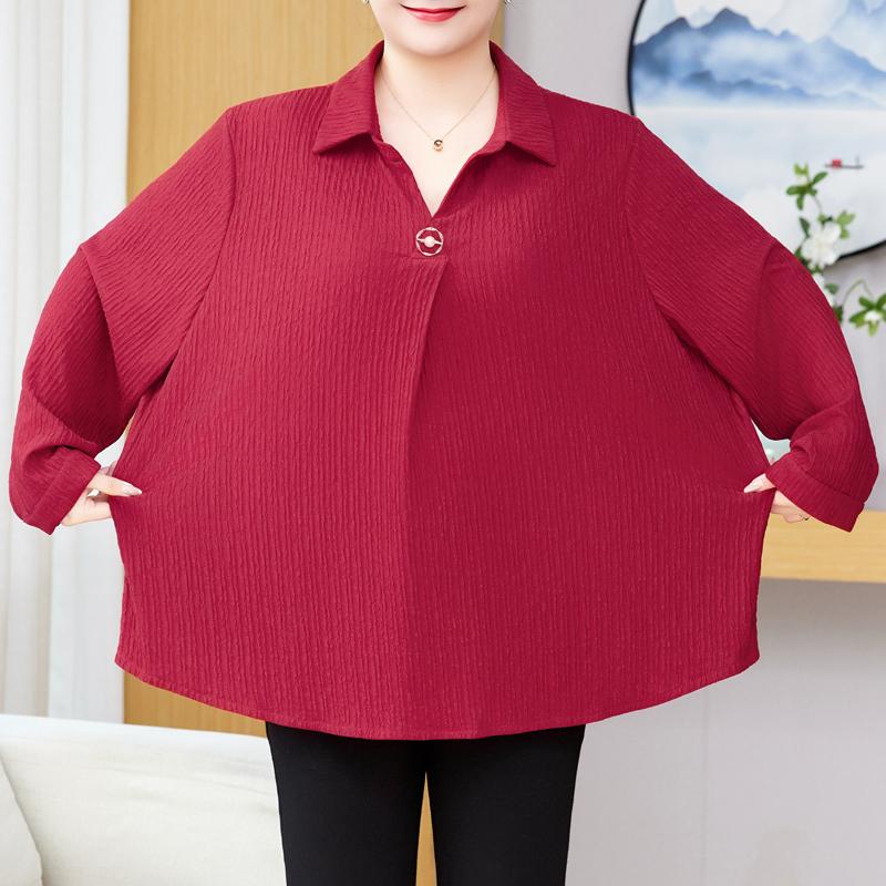 Plus Size 3XL-8XL Oversize Elegant Blouses for Women Tops Loose Long Sleeve Shirt Vintage Clothes