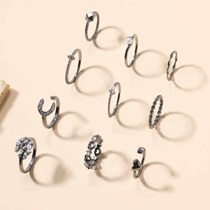 Full Diamond Rings, Jewelry Ins Wind Star Jewelry Women's Niche Light Luxury Ring Set Accessories