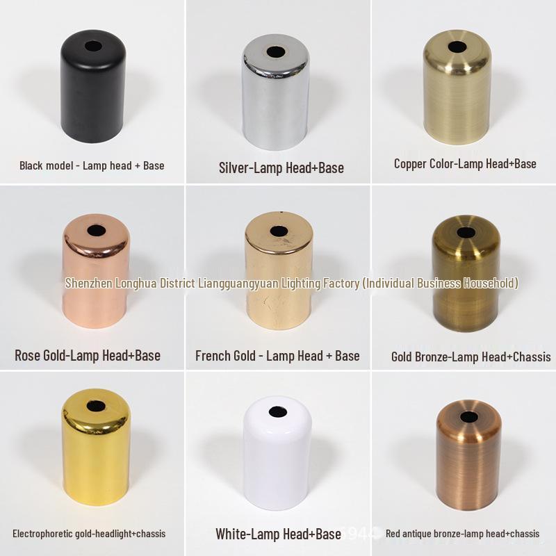 Golden E27 Metal Pendant Lamp: Ceiling Plate, Black and White Suspension Wire, Copper Natural Color Lamp Holder.