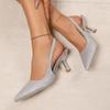 Fashion 2025 New Plus Size Women's Closed Toe Sandals Classics Bling Pointed Toe Slip On Thin Heel Sandals Fashion Versatile Dress Shoes