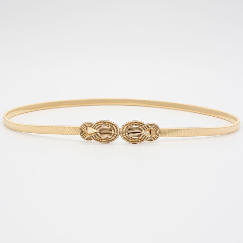 Women's Gold Elastic Waist Chain Belt for Dresses - Versatile Skinny Metal Waistband