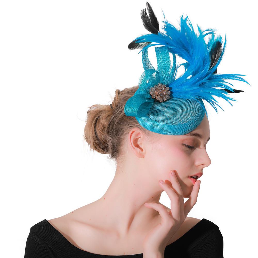 Linen Ladies Wedding Banquet Linen Hat New Top Hat Feather Shaped Bridal Top Hat