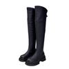 Boots Women's New Autumn and Winter Maillard Style Thin Elastic Knee Thick-soled Boots Small Boots