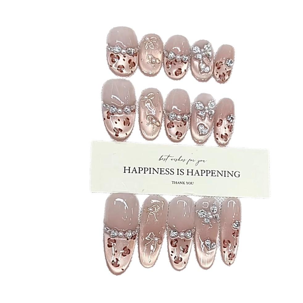 Hand-dressed Argentina Summer New Sweetheart Leopard Sheep Hand-painted Leopard Zircon Cat Eye Nail Art Patch