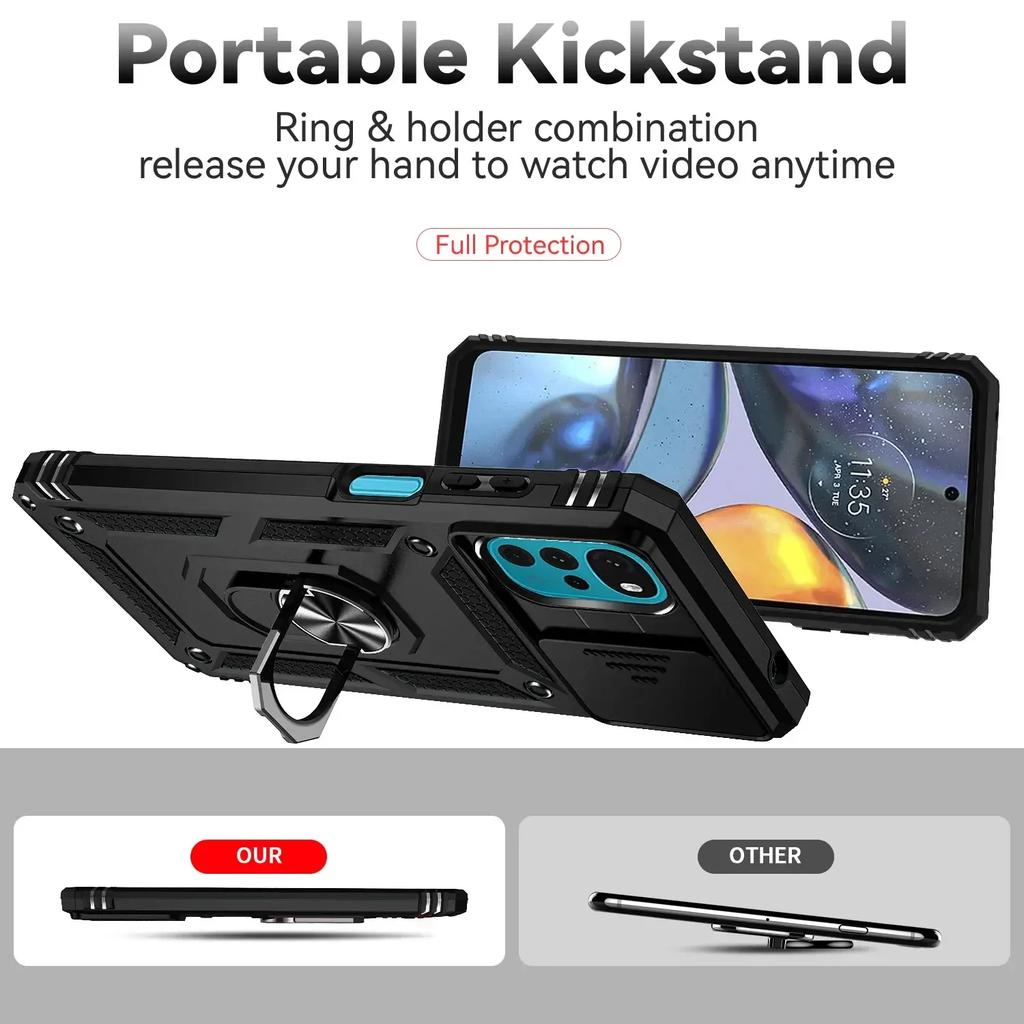 Armor Shockproof Case For Motorola Moto G22 G 5G G32 G52 G82 G62 5G X40 Pro G Stylus G PLAY G Power 5G 4G Ring Holder Lens Cover