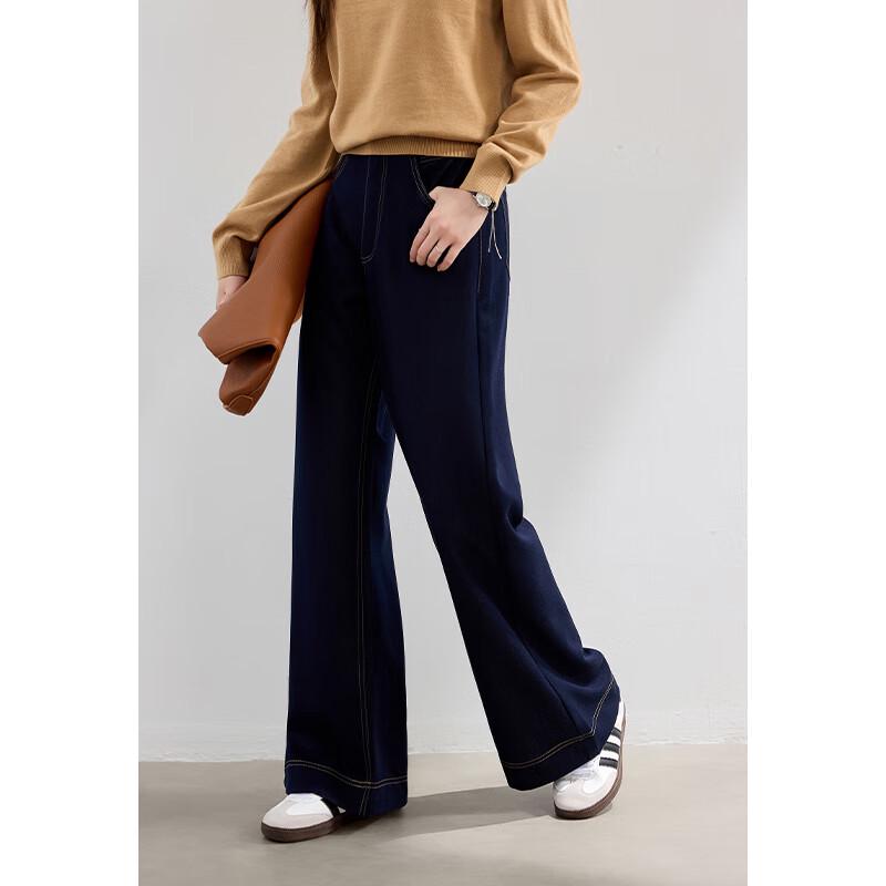 VICTORIA&VERA Women's Anti-Wrinkle Faux Denim Straight-Leg Pants V9016K09