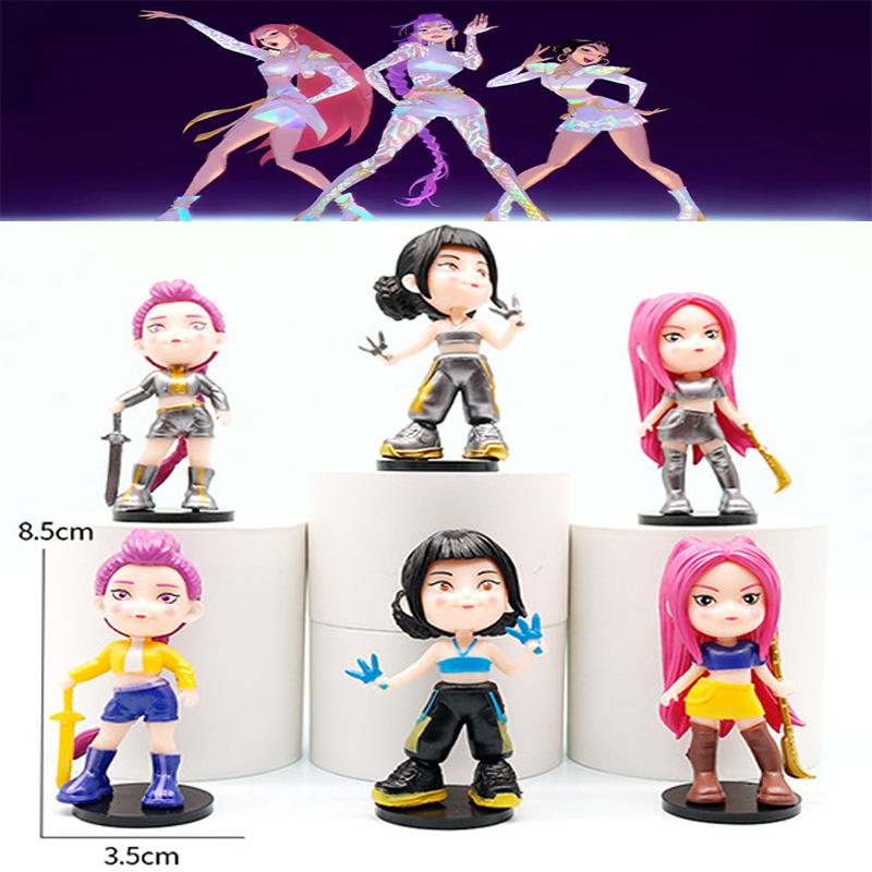 8cm 6pcs Figure The Demons Hunters Rumis Miras Zoeys Tiger Figurine Toy Desk Decoration Statues Ornament Birthday Gift For Kid