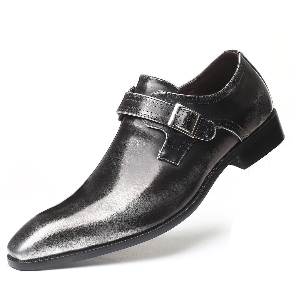 Brand Designer Men Dress Shoes Genuine Oily Skin Leather Buckle Monk Strap Men's Brown Black Office Party Formal Man Shoes